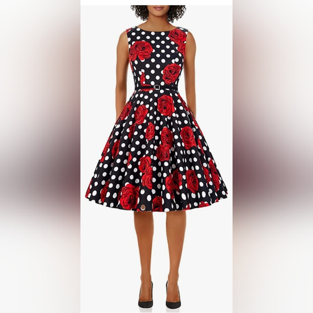 Grace Karin Red Roses and Polka Dot Dress